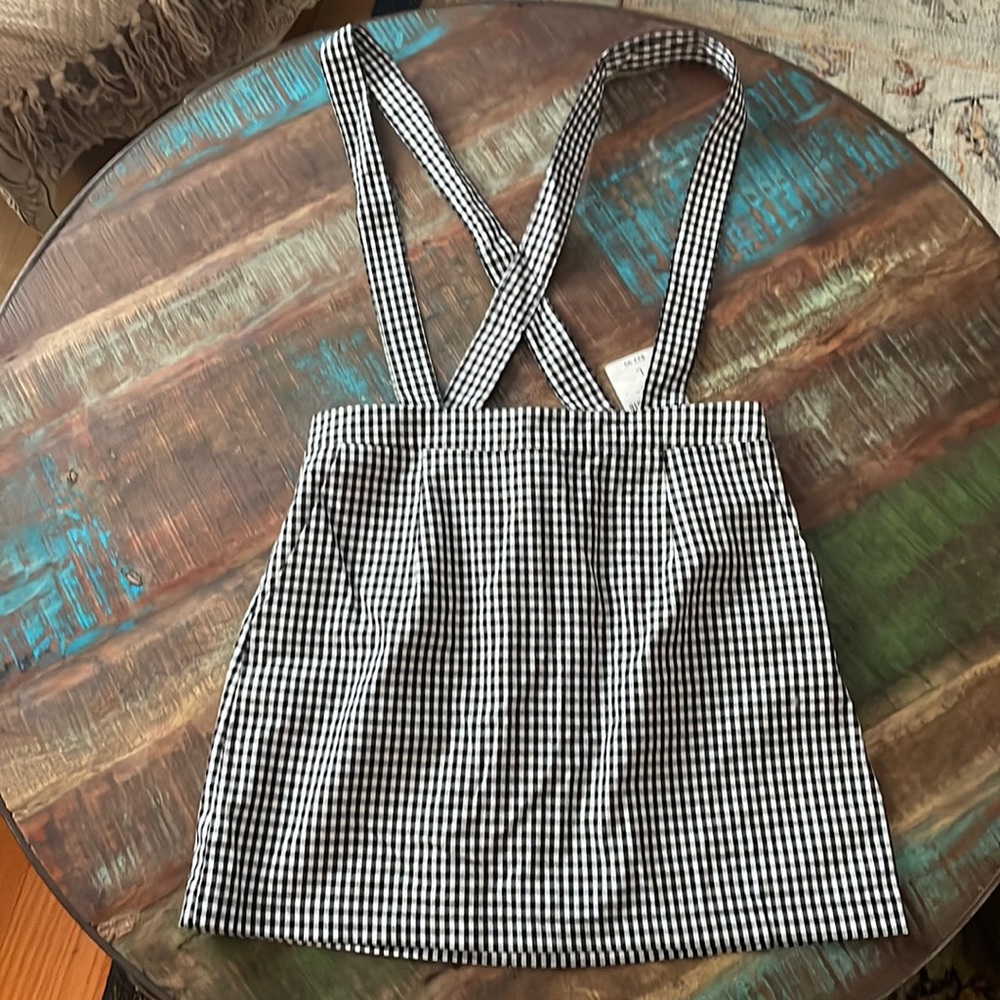 NWT Gingham Overall Skirt
